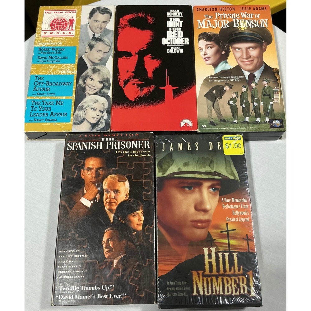 Vintage VHS Movie Lot 5 Hunt Red October James Dean Man From UNCLE